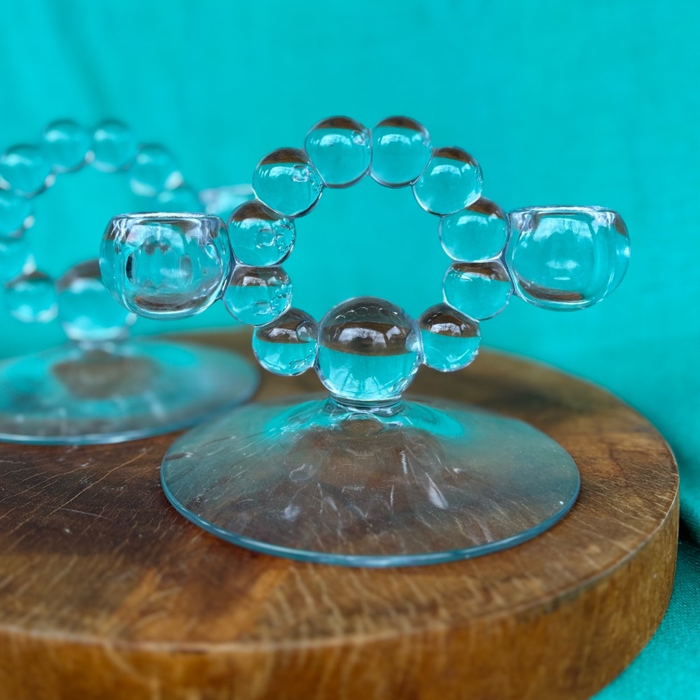 Vintage Imperial Glass Candle Holder Set of 2